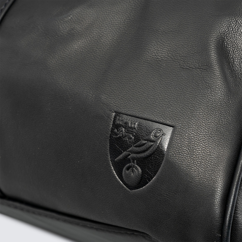 Black Real Leather Crest Holdall
