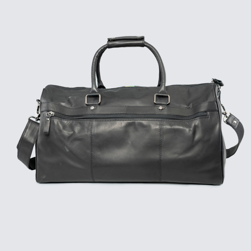 Black Real Leather Crest Holdall