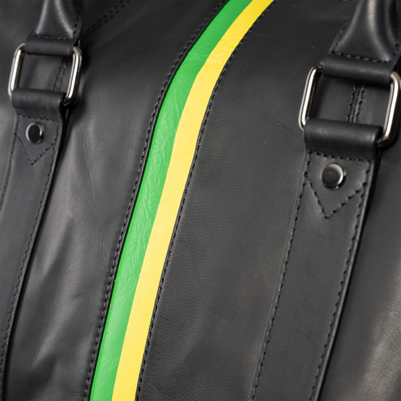 Black Real Leather Crest Holdall