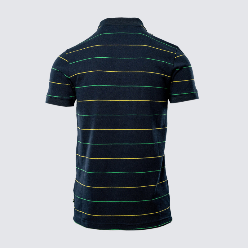 Adults Navy Stripe Crest Polo