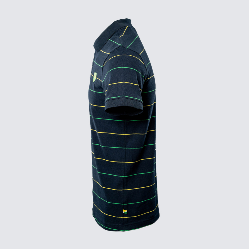 Adults Navy Stripe Crest Polo