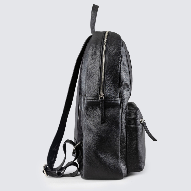 Real Black Leather Crest Backpack