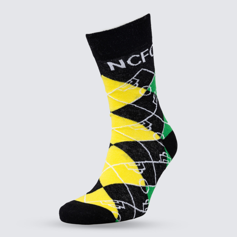 Black Argyle Ylw/Grn Pitch Socks