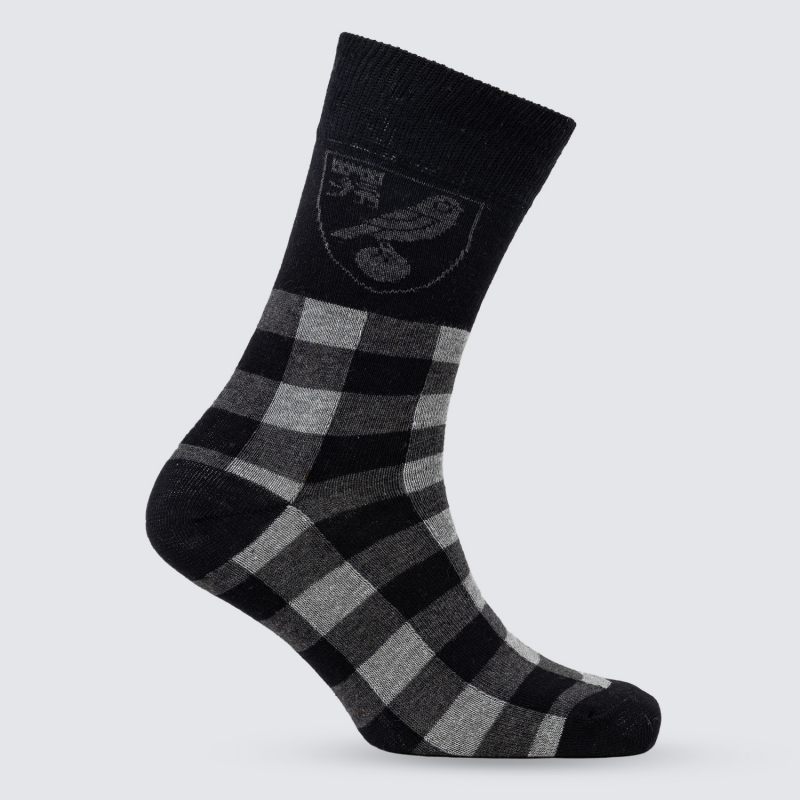 Black Mono Check Crest Socks