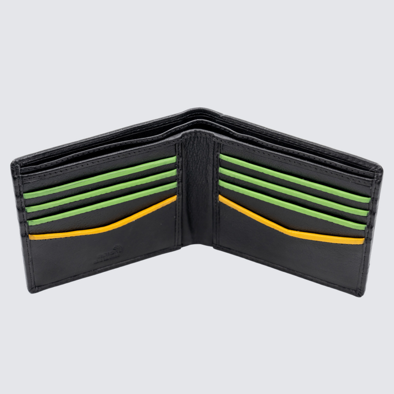 Black Stitch Crest Leather Wallet