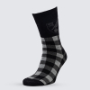 Black Mono Check Crest Socks