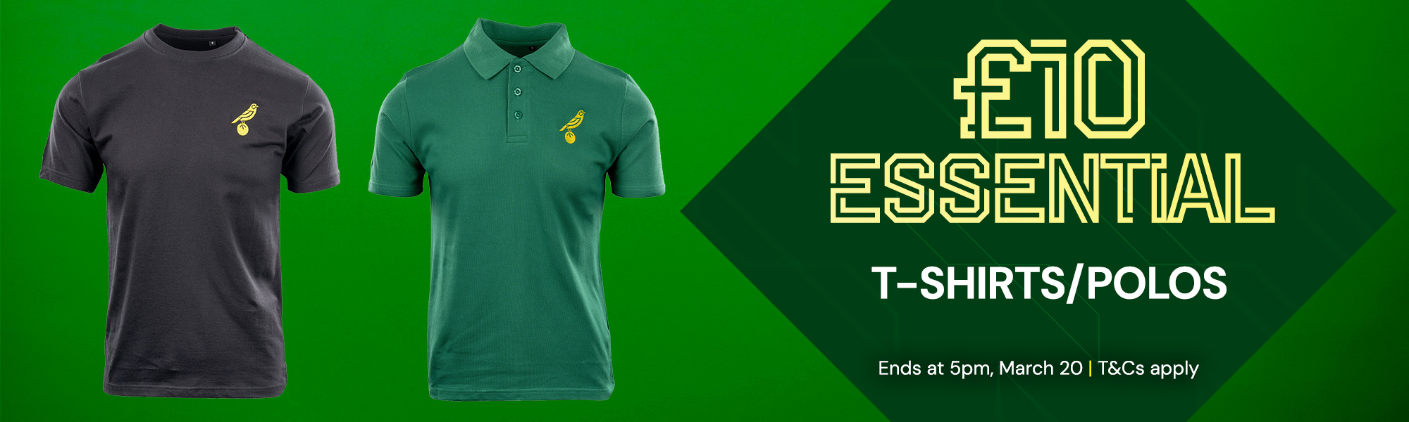 £10 Essential T-Shirts/Polos | Ends at 5pm, March 20 | T&Cs apply