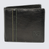 Black Stitch Crest Leather Wallet