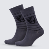 Grey Mono Stripe Crest Socks