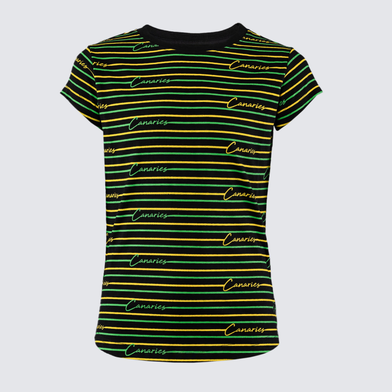 Girls Black Lined T-Shirt