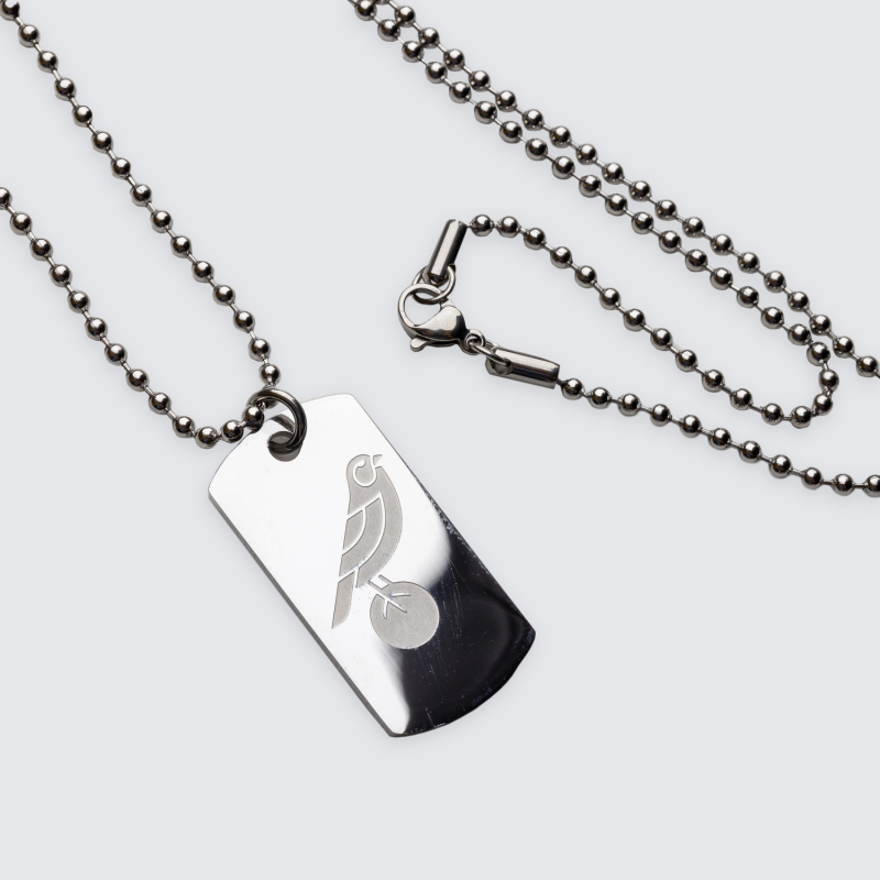 Bird On Ball Dog Tag & Chain Bird On Ball Dog Tag & Chain