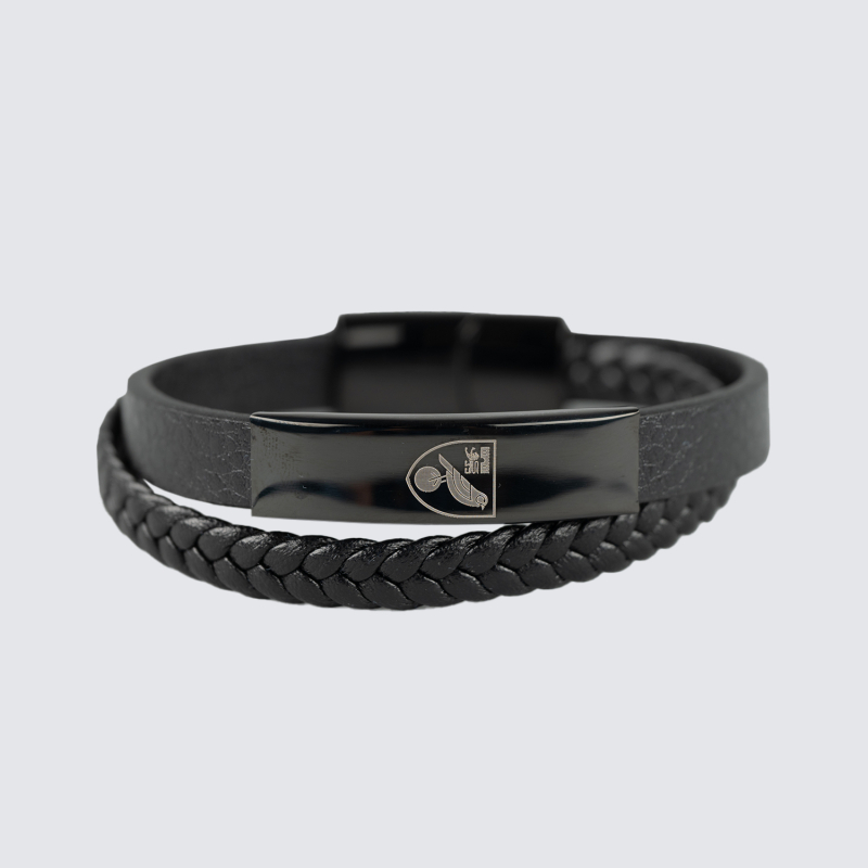 Black Leather Crest Bracelet