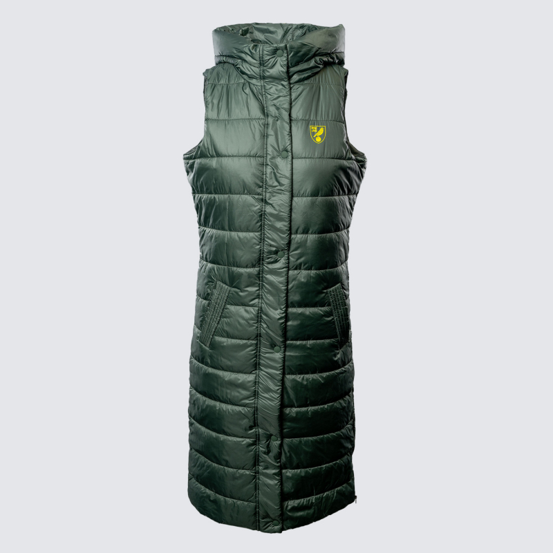 Womens Green Crest Long Gilet