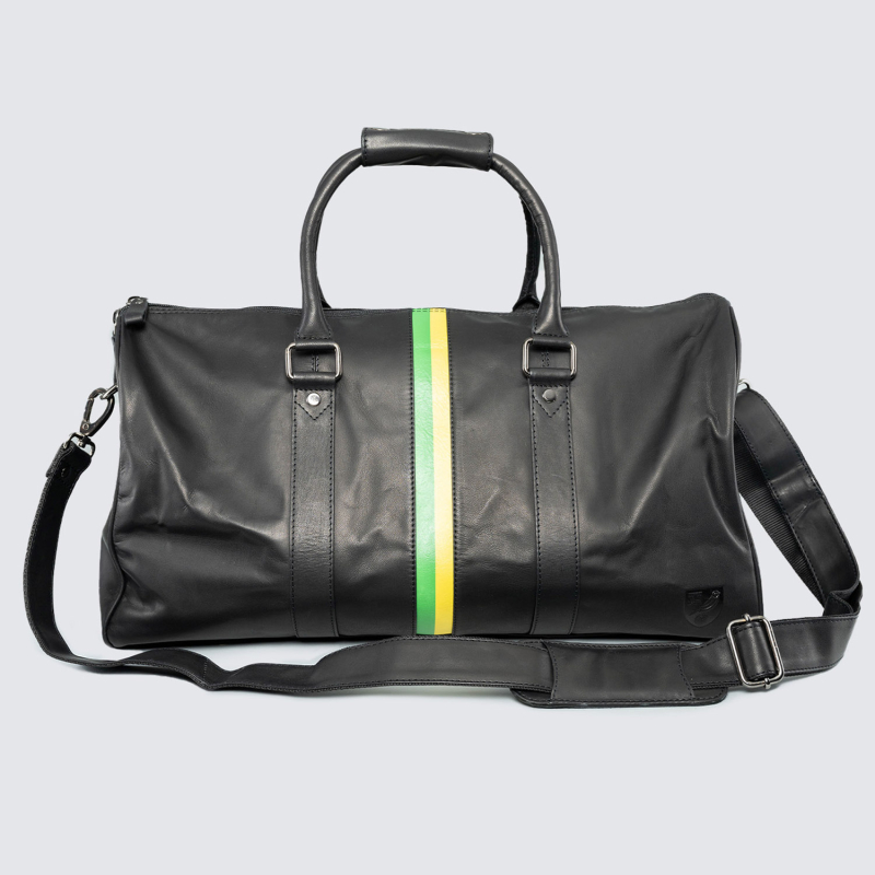 Black Real Leather Crest Holdall