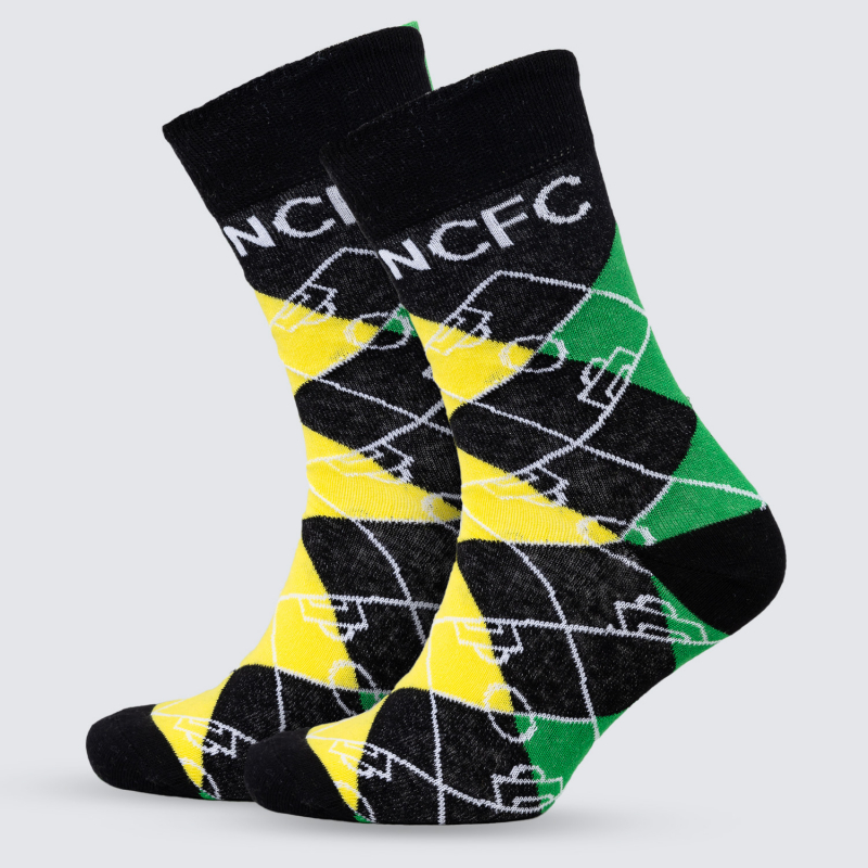 Black Argyle Ylw/Grn Pitch Socks