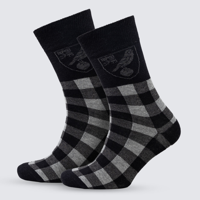 Black Mono Check Crest Socks