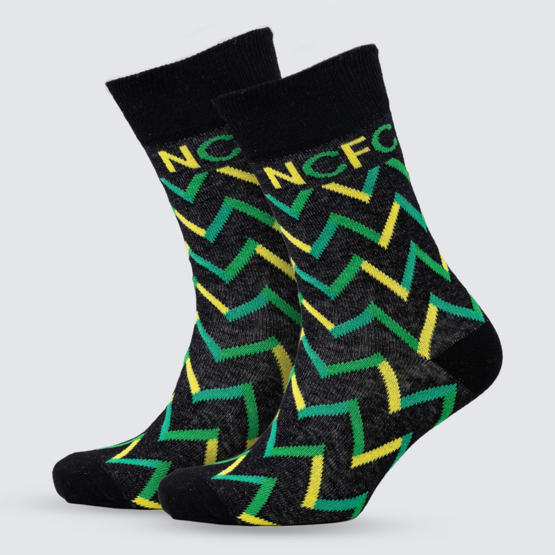 Yellow Green Zig Zag NCFC Socks  Yellow Green Zig Zag NCFC Socks