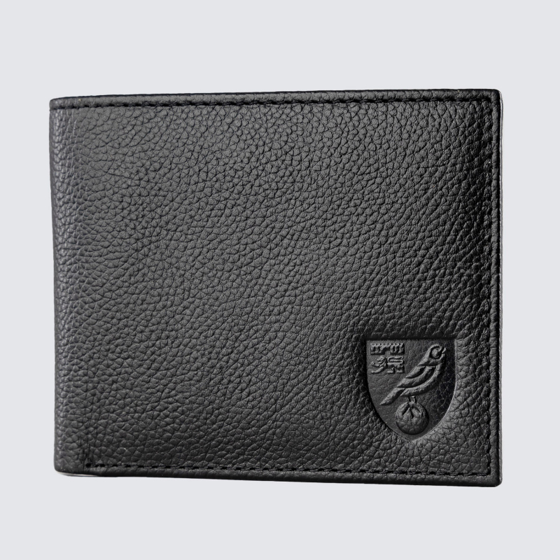 Bi-fold Black Leather Crest Wallet