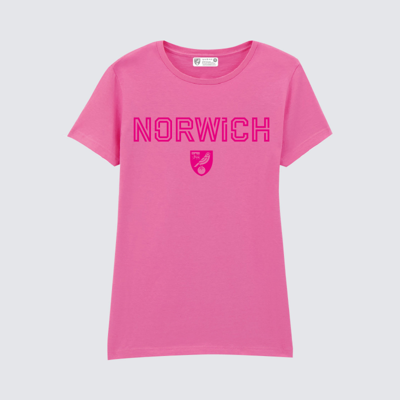 Norwich City Womens Pink Crest T-Shirt