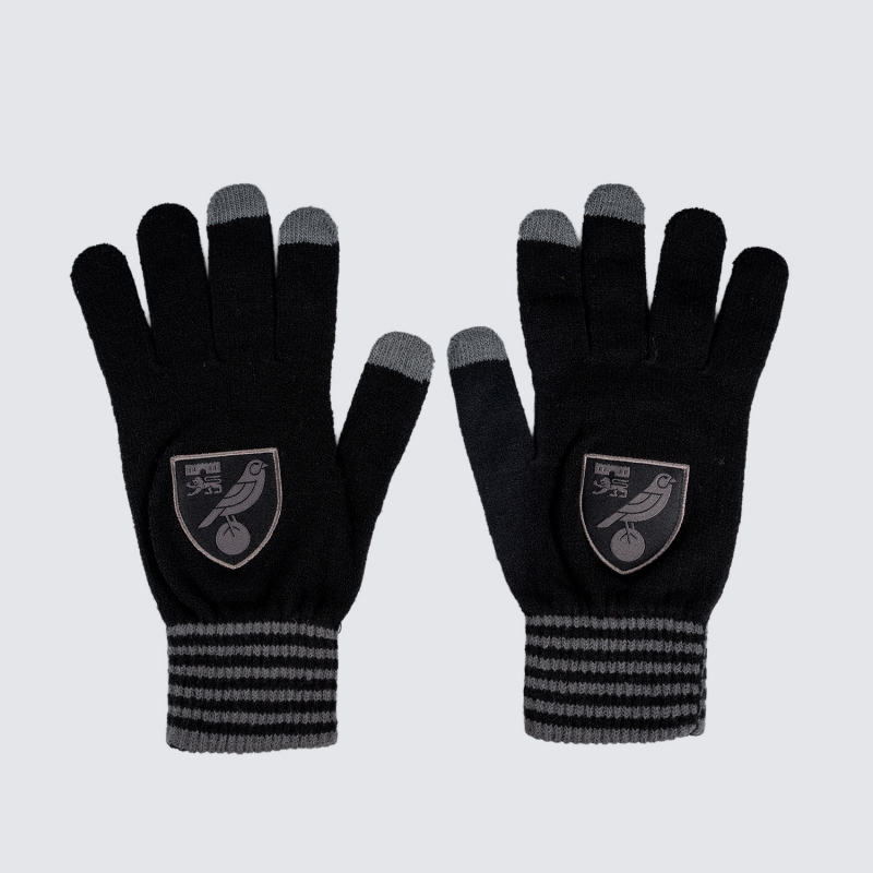 Norwich City Adult Black Crest Touch Gloves