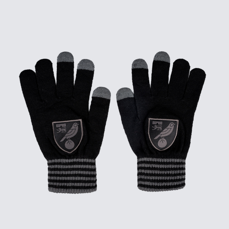 Norwich City Junior Black Crest Touch Gloves