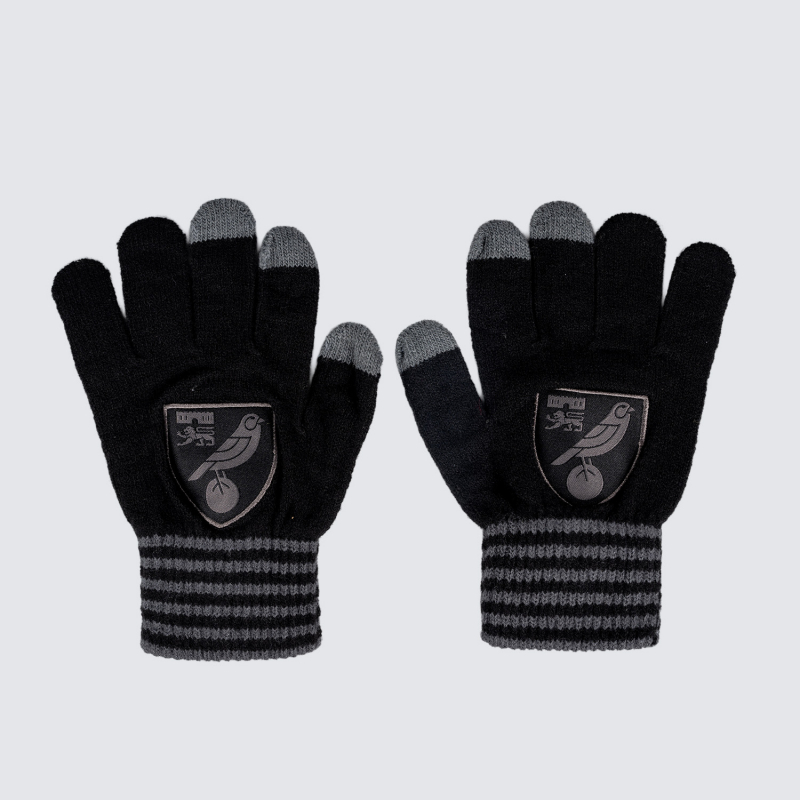 Norwich City Kids Black Crest Touch Gloves