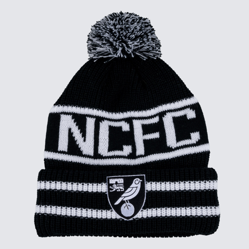 Norwich City Blk/Wht NCFC Bobble Hat 
