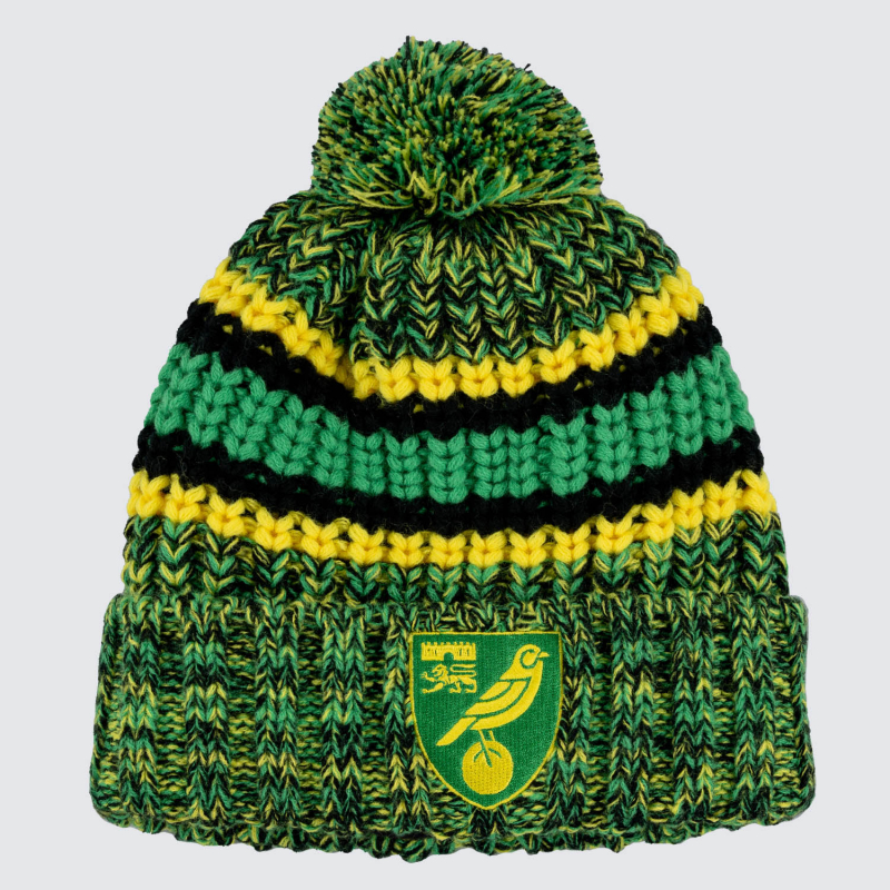 Norwich City Crest Bobble Hat Blk/Ylw/Grn