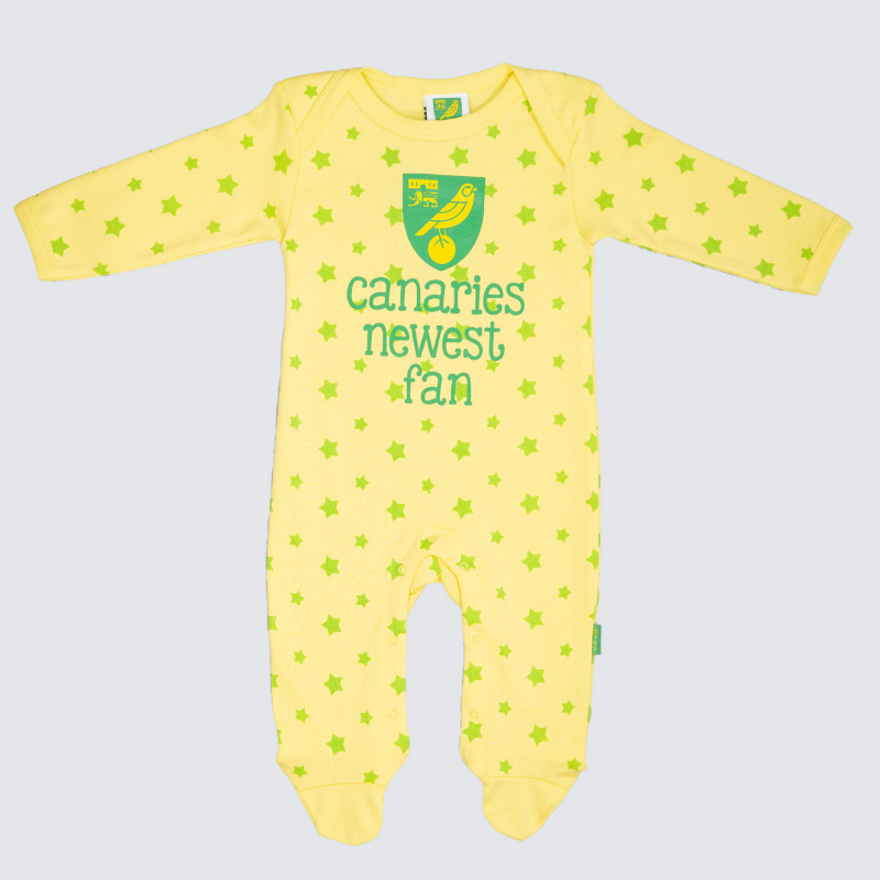Norwich City Stars Sleepsuit Lemon