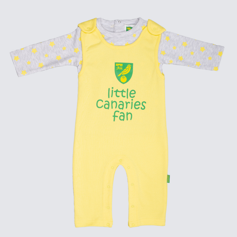 Norwich City Stars Dungaree Set Lemon Norwich City Stars Dungaree Set Lemon