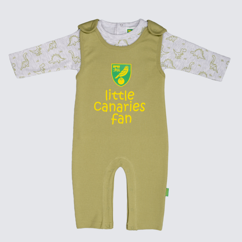 Norwich City Dinosaur Dungaree Set Mint