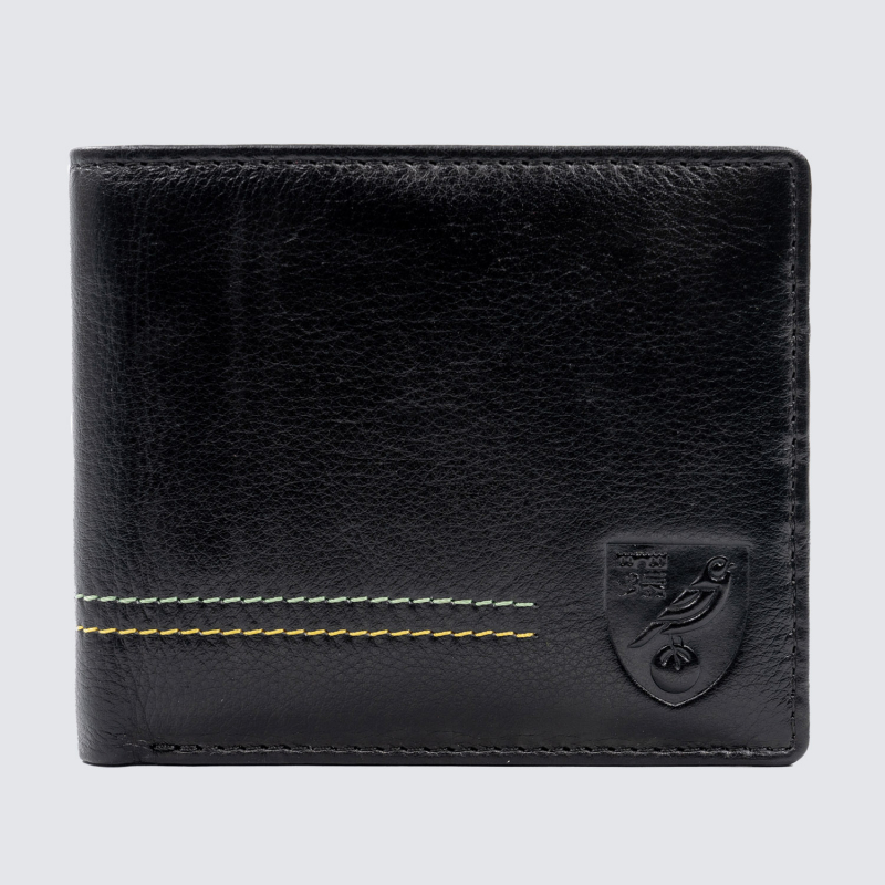 Black Stitch Crest Leather Wallet