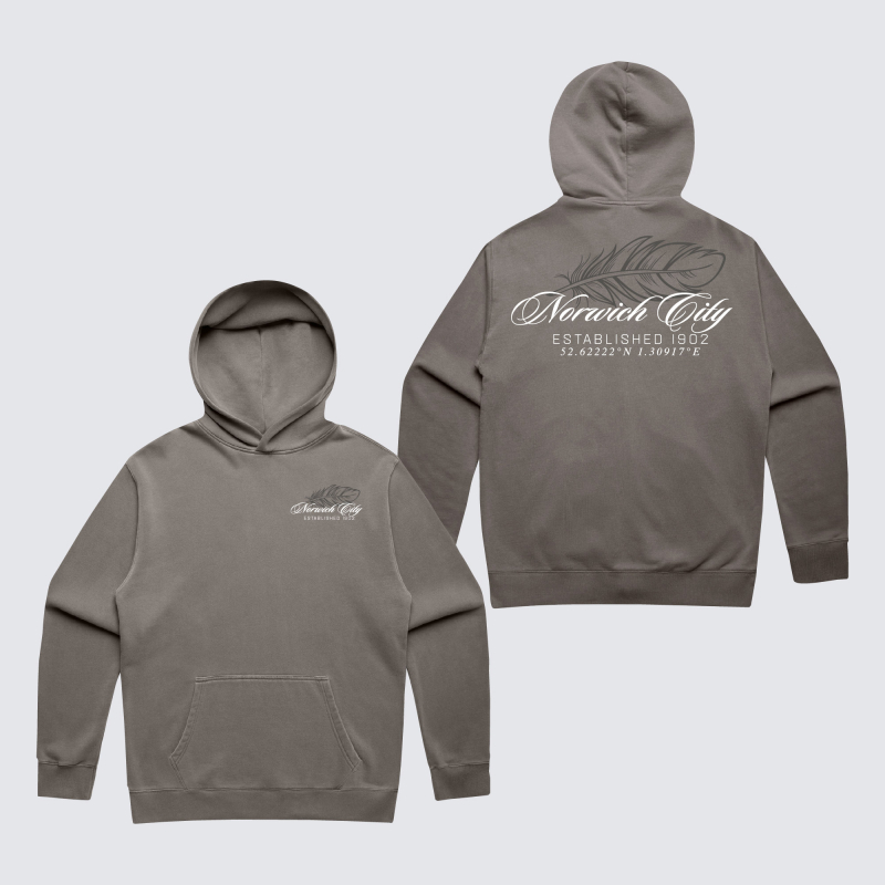 Norwich City Oversized Feather Hoodie Grey
