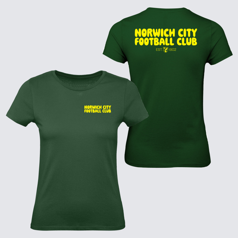 Norwich City Womens Bubble Text T-Shirt Green
