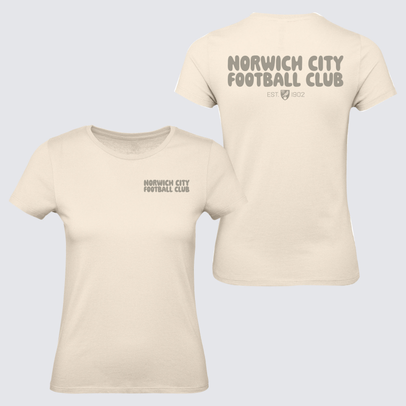 Norwich City Womens Bubble Text T-Shirt Natural