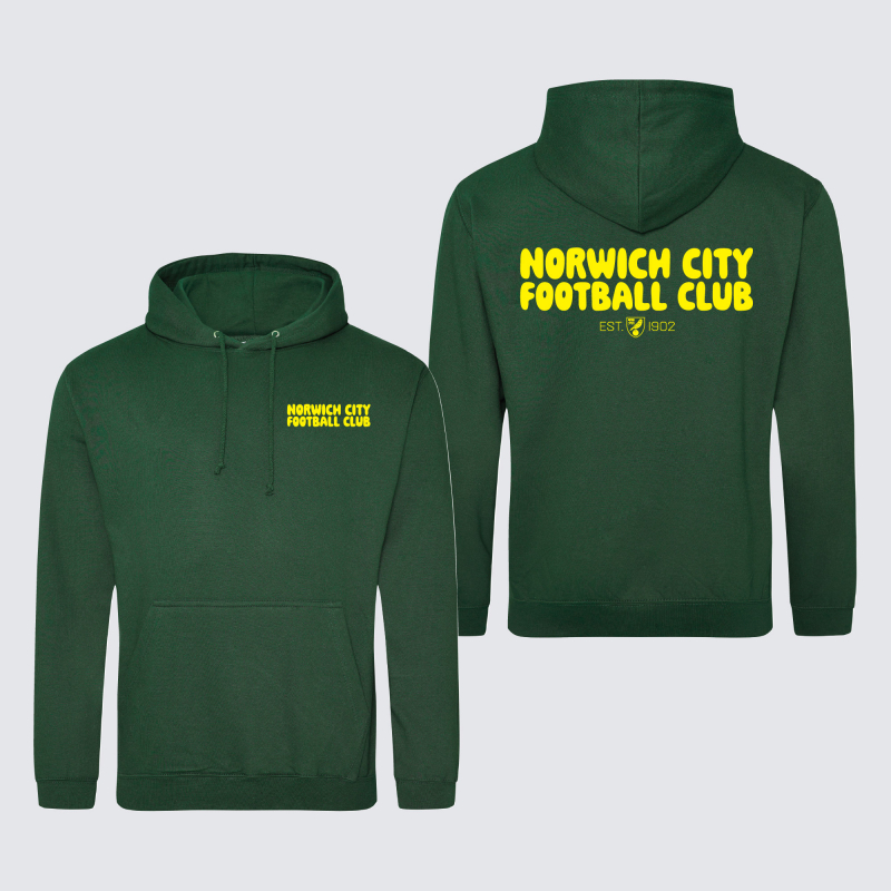 Norwich City Womens Bubble Text Hoodie Green